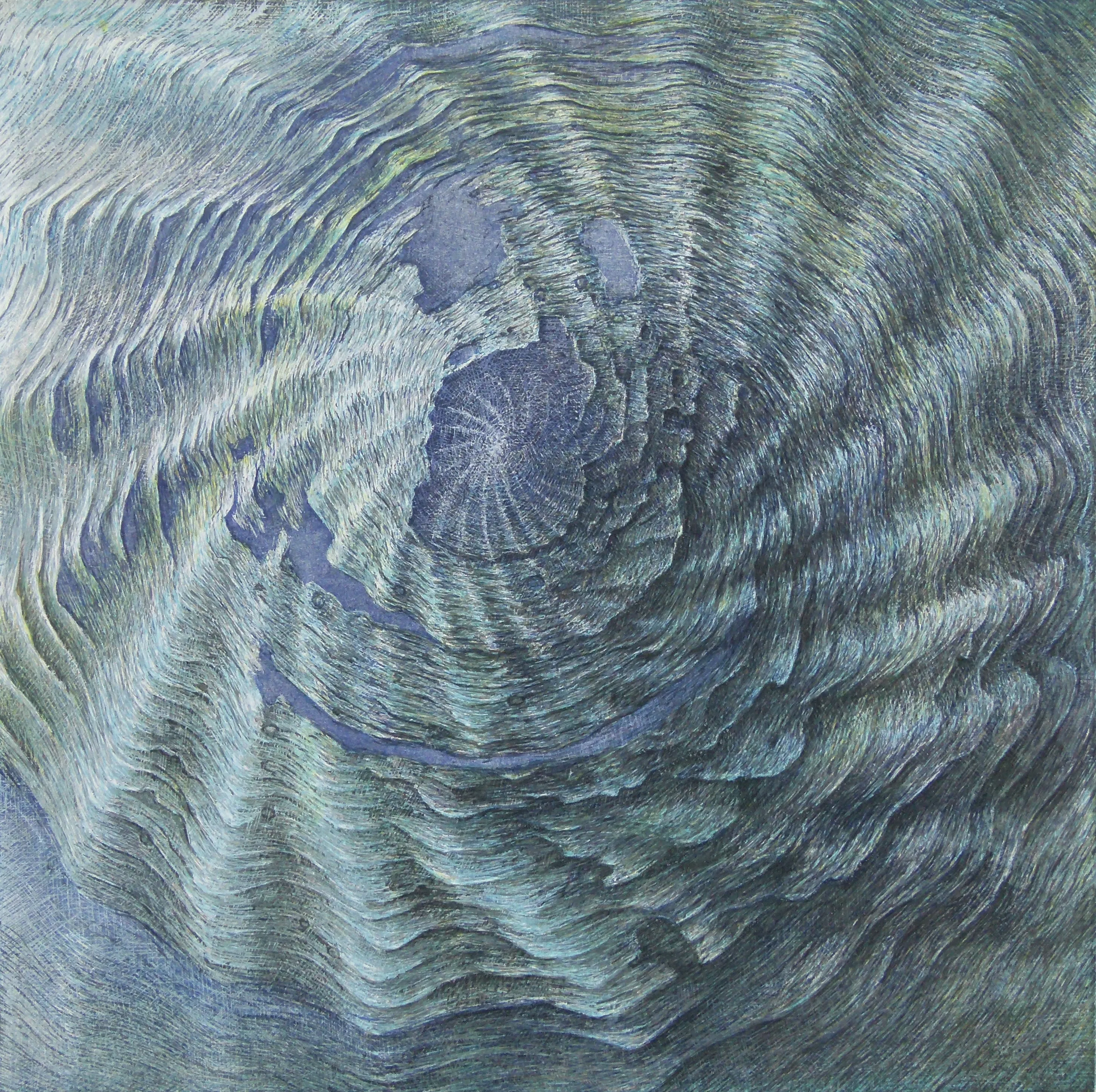 Atlantis 3 (Element Air), colour woodcut 2017